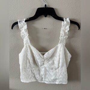 Abercrombie & Fitch White Textured Top